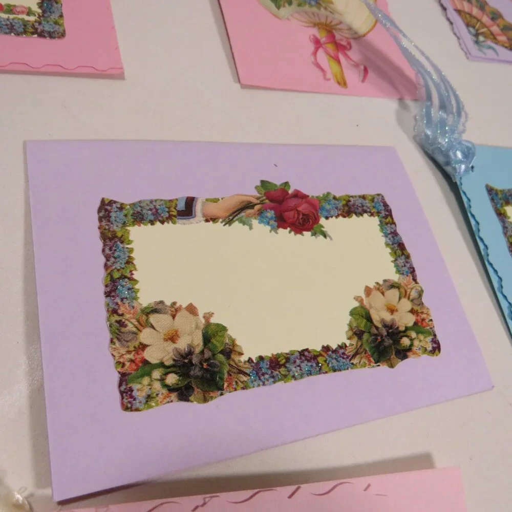 Victorian Gift Tags Cardstock with some embossed images & glitter paint accents